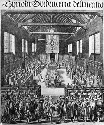 Die Dordrechter Synode (1618/19) - Stich aus dem 17. Jahrhundert