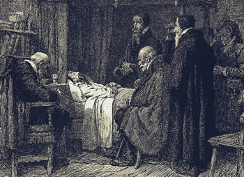 Giovanni Calvino sul letto di morte